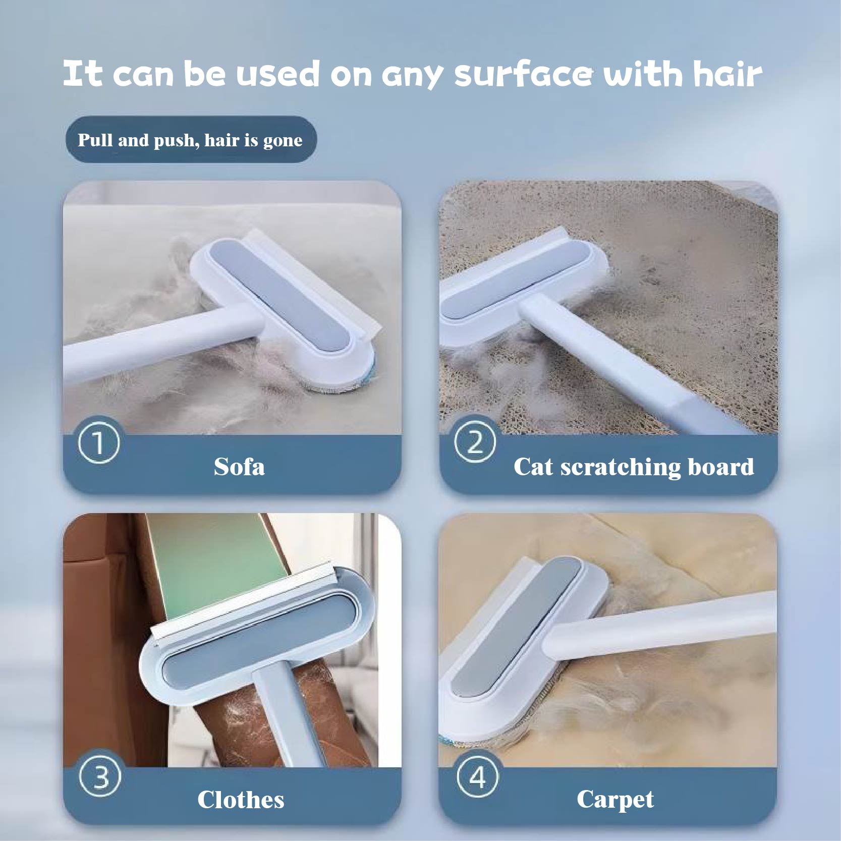 4-in-1 Pet Hair Remover & Lint Brush – Cat & Dog Fur Cleaning Tool for Furniture, Carpets & Bedding