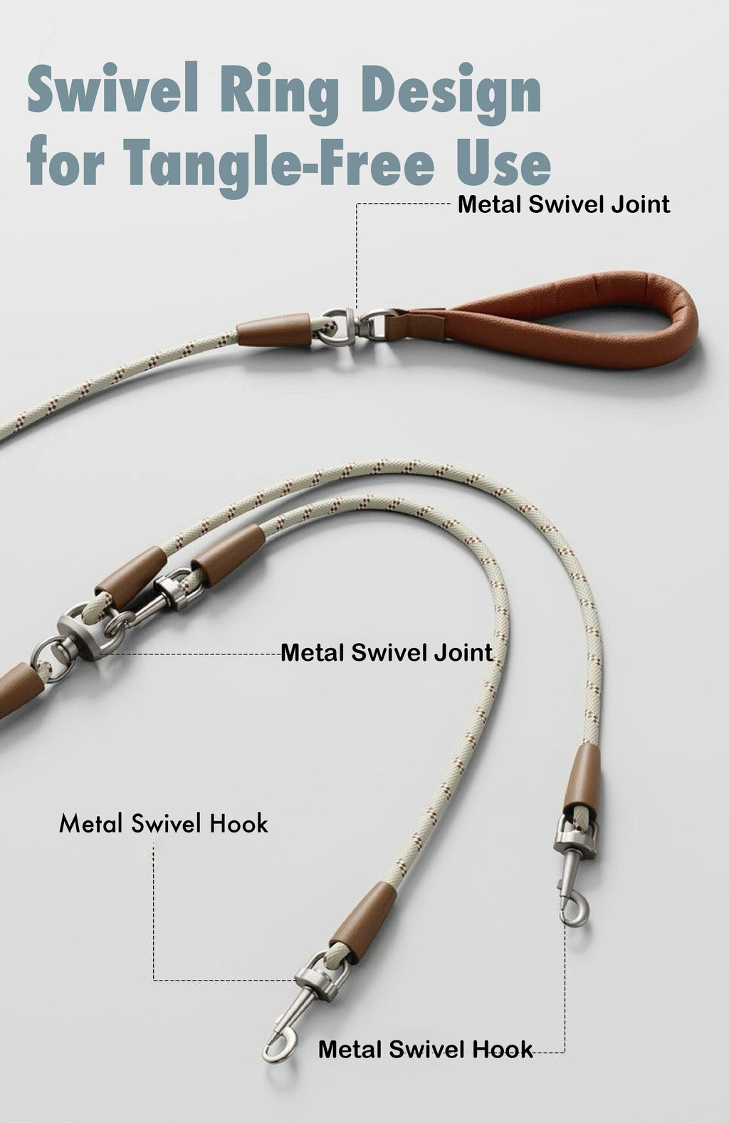 Premium Dual Dog Leash with 360° Tangle-Free Swivel – Heavy-Duty Split Lead for Walking Two Dogs with Control & Stability