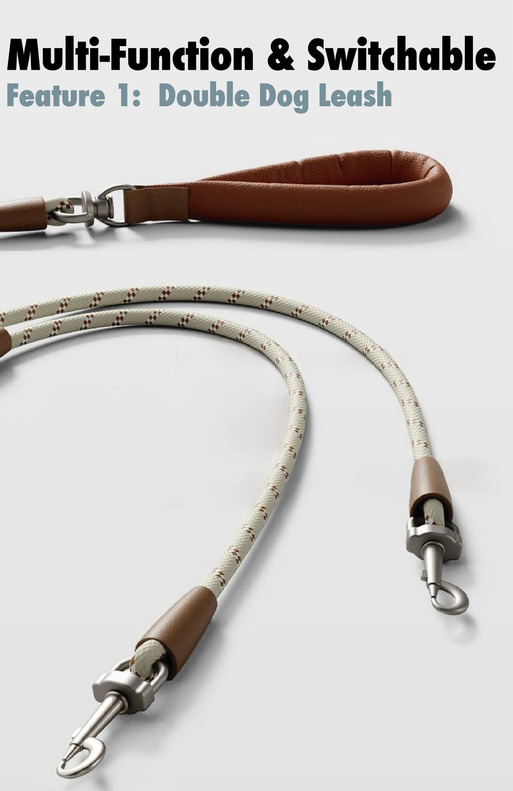 Premium Dual Dog Leash with 360° Tangle-Free Swivel – Heavy-Duty Split Lead for Walking Two Dogs with Control & Stability