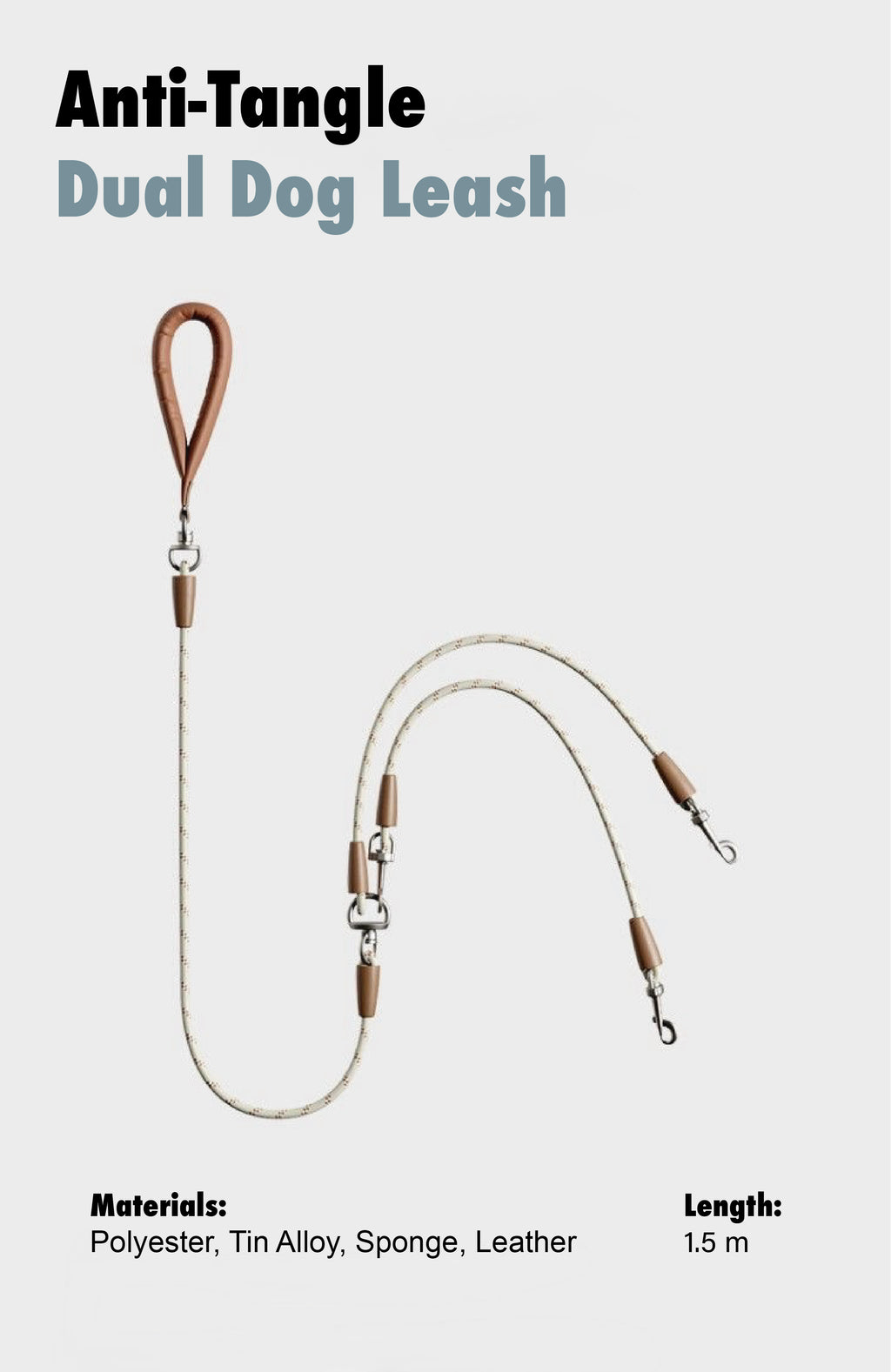Premium Dual Dog Leash with 360° Tangle-Free Swivel – Heavy-Duty Split Lead for Walking Two Dogs with Control & Stability