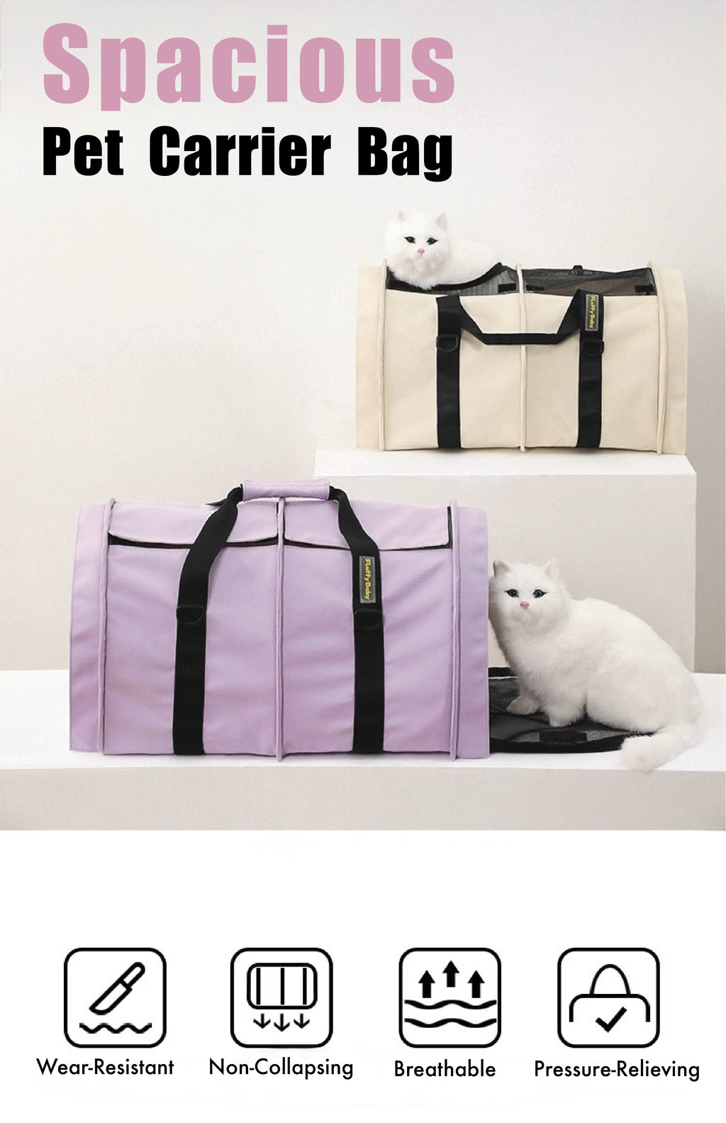 Large Capacity Pet Sling Bag – Heavy-Duty Travel Carrier for Cats and Small Dogs, Perfect for Picnic & Camping