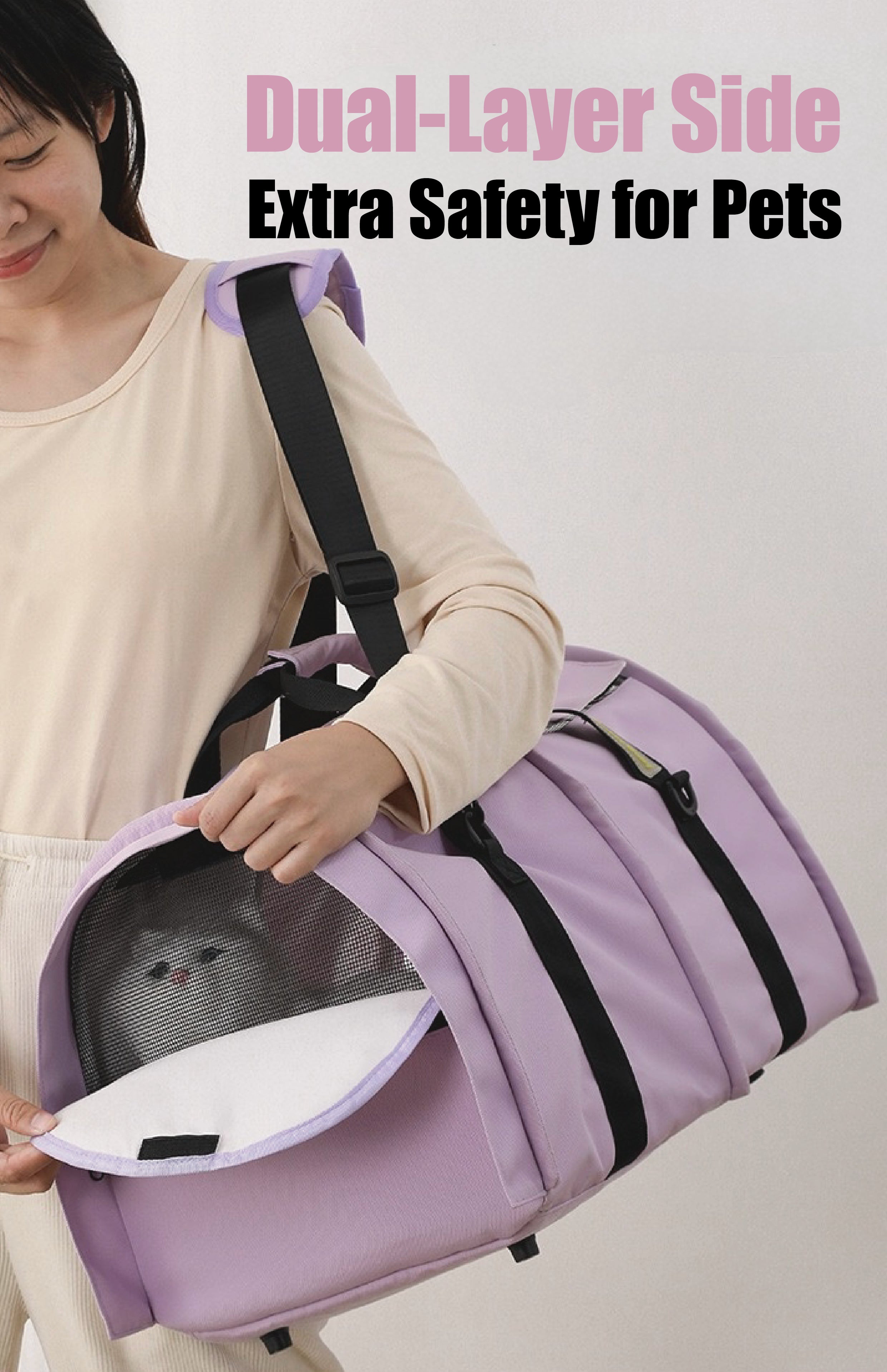Large Capacity Pet Sling Bag – Heavy-Duty Travel Carrier for Cats and Small Dogs, Perfect for Picnic & Camping