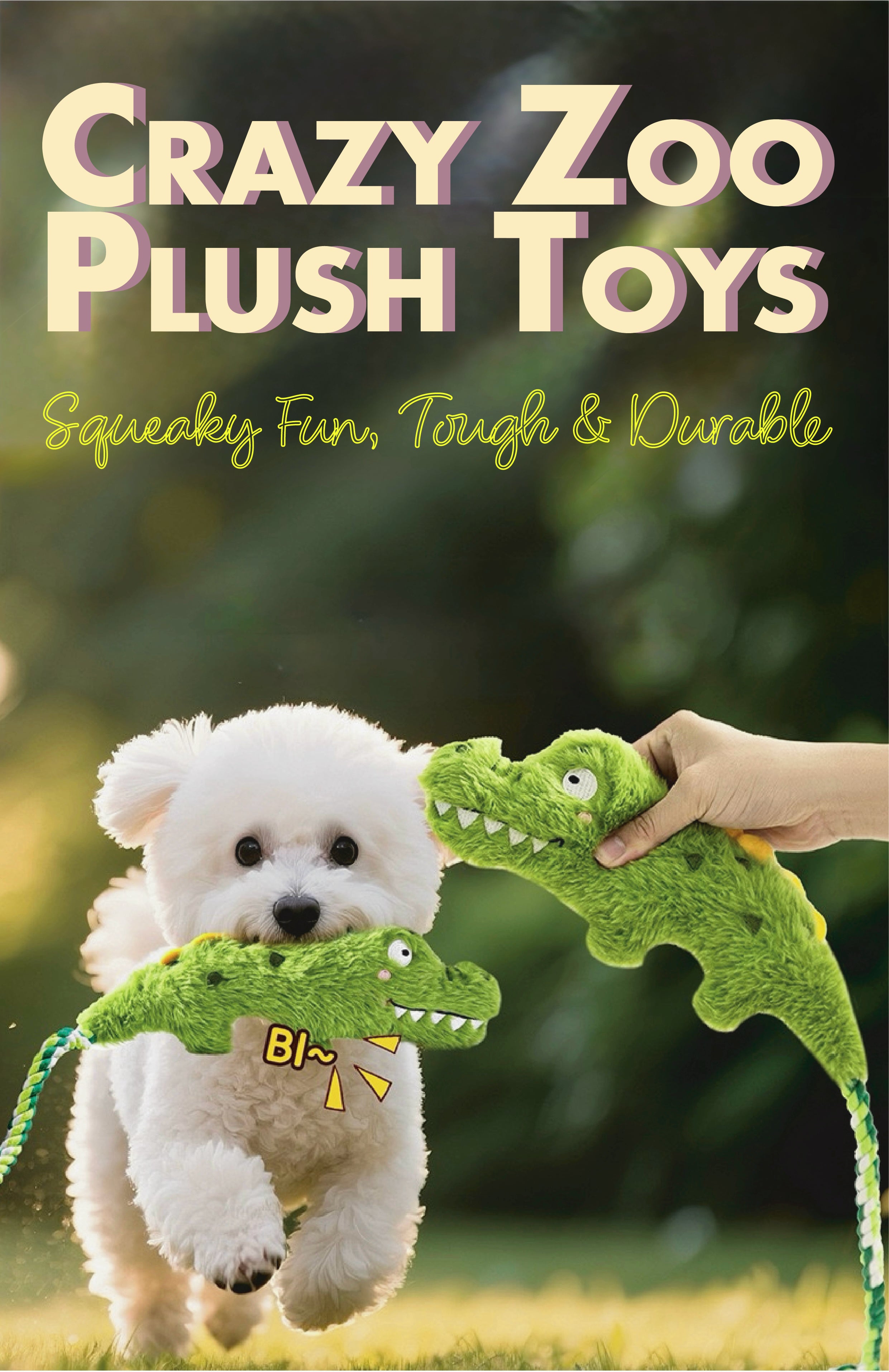 Durable Plush Squeaky Dog Toy – Interactive Tug Rope Toy for Dogs | Chew-Resistant Animal Design for Fun Play & Training