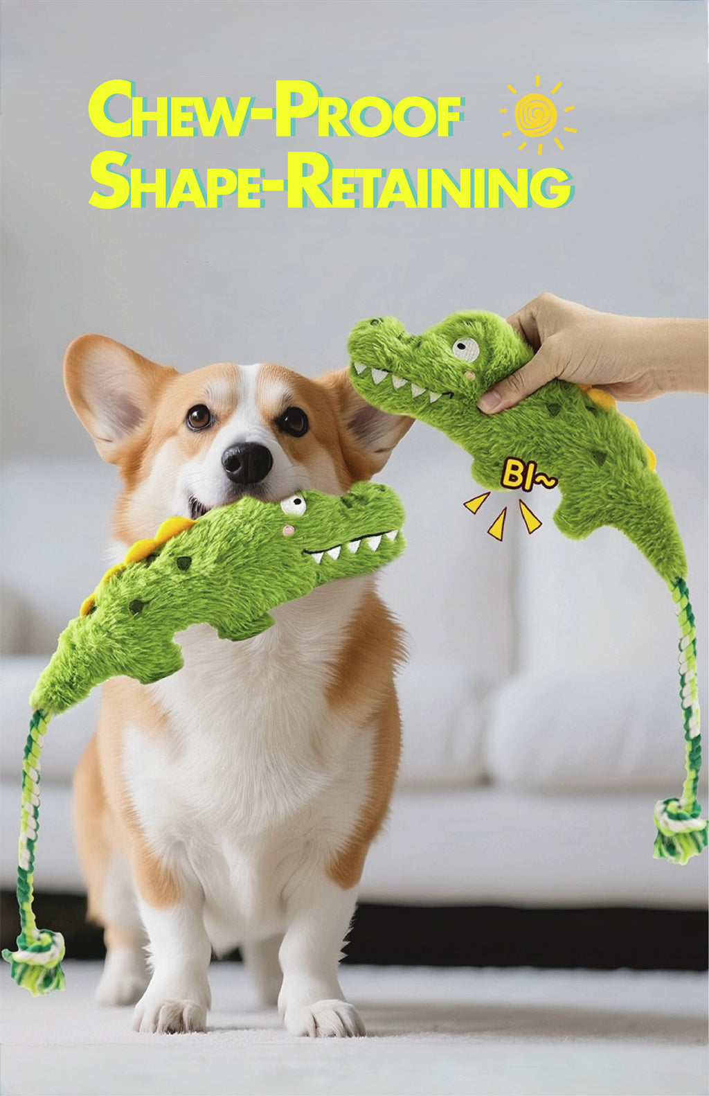 Durable Plush Squeaky Dog Toy – Interactive Tug Rope Toy for Dogs | Chew-Resistant Animal Design for Fun Play & Training