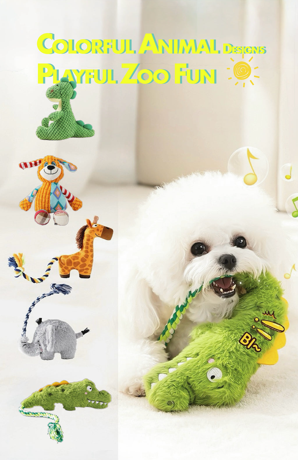 Durable Plush Squeaky Dog Toy – Interactive Tug Rope Toy for Dogs | Chew-Resistant Animal Design for Fun Play & Training